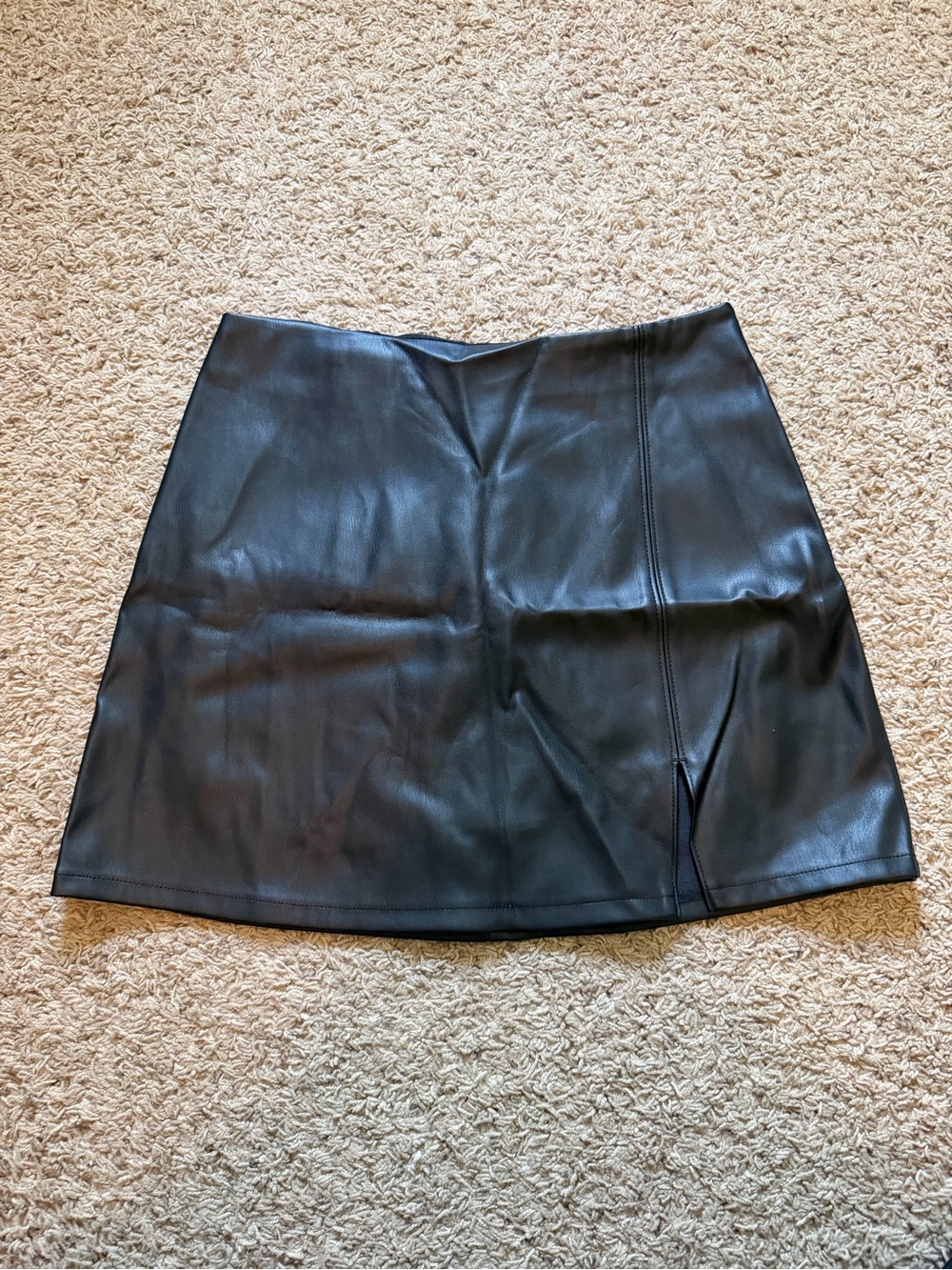Hollister Black Faux Leather Mini Skirt with Side Slit